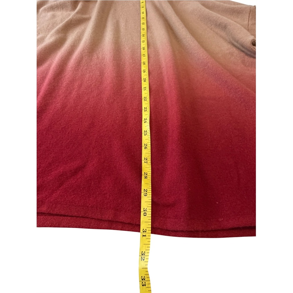 Soft by Naadam Camel & Berry Red Ombre Oversized Poncho Cashmere Sweater, M/L - Picture 6 of 8